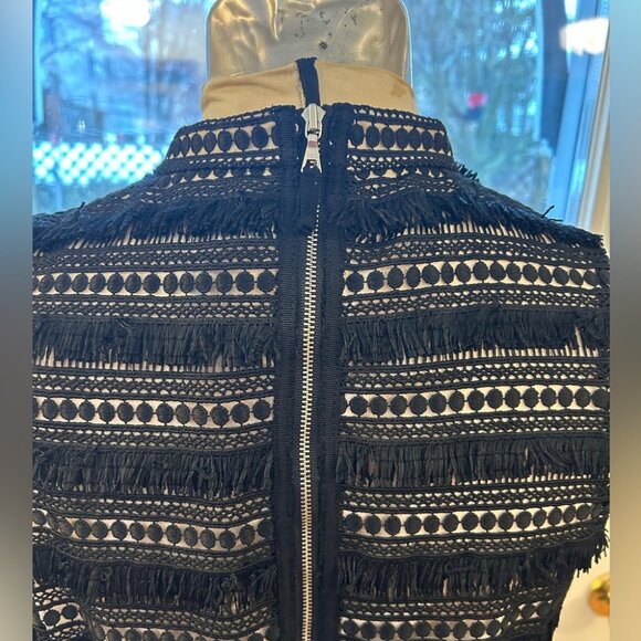 J Crew Black lace overlay fringed shift, size 10 - Picture 4 of 10